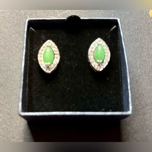 NWT Green Opal with Zirconia Stones Earrings